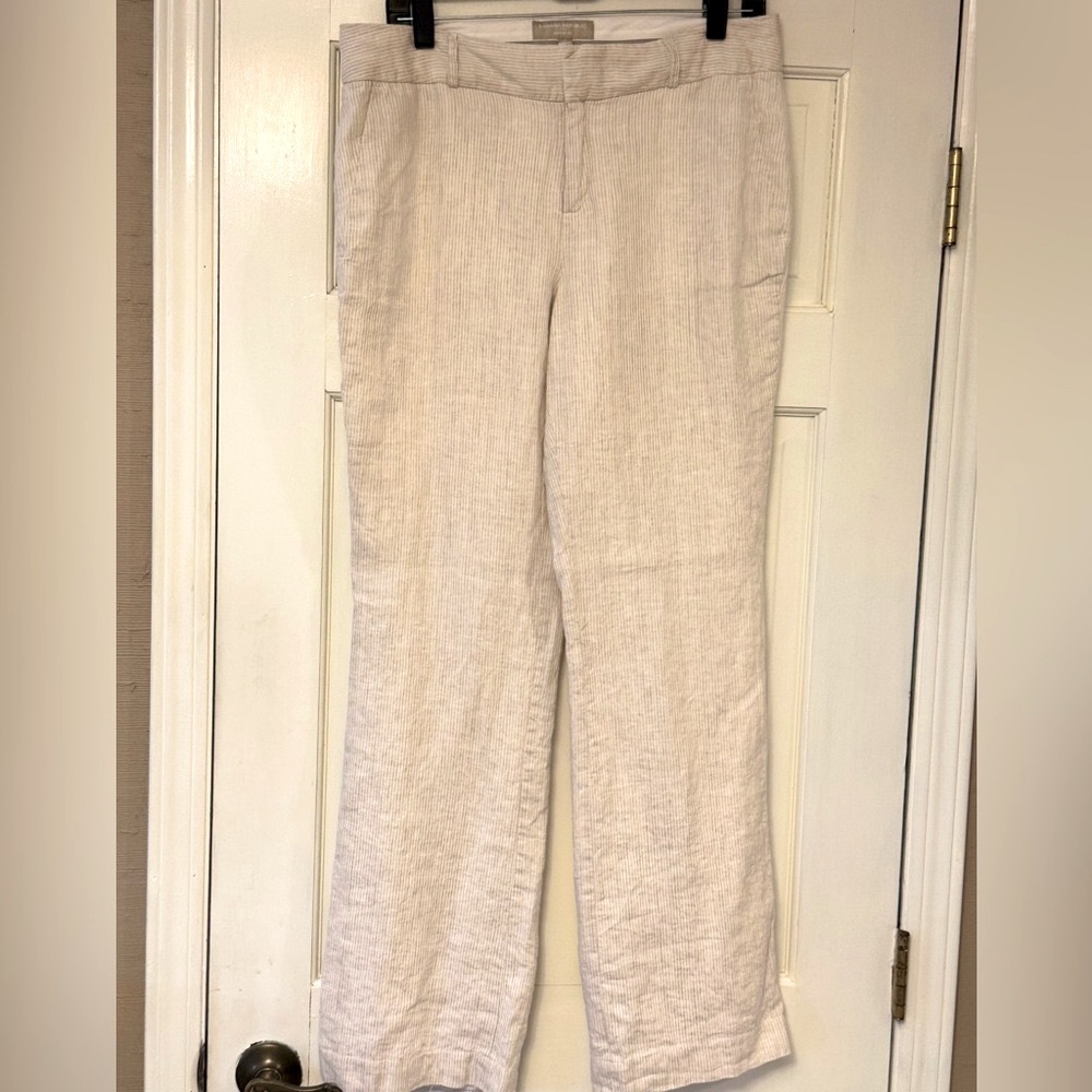 Banana Republic Cream Straight Leg Linen Pants